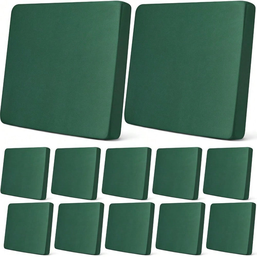 2/4/6/8Pcs Dark Green Patio Cushion Covers, Simple Solid Stretch Polyester Square Individual Washable Anti-Scratch Furniture Protector Couch Sofa Cushion Slipcovers For Indoor Outdoor Garden Backyard All Seasons